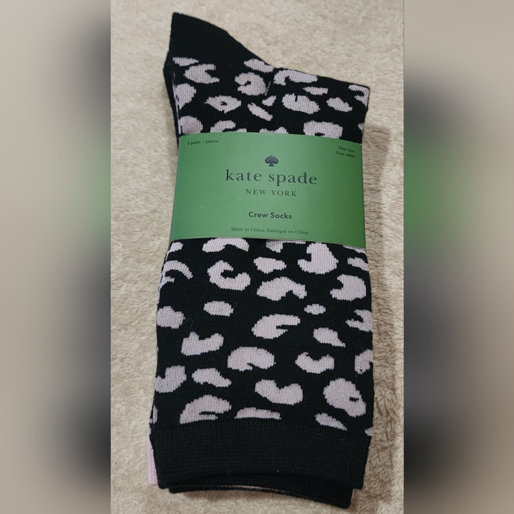 kate spade Black and Pink Patterned Crew Socks